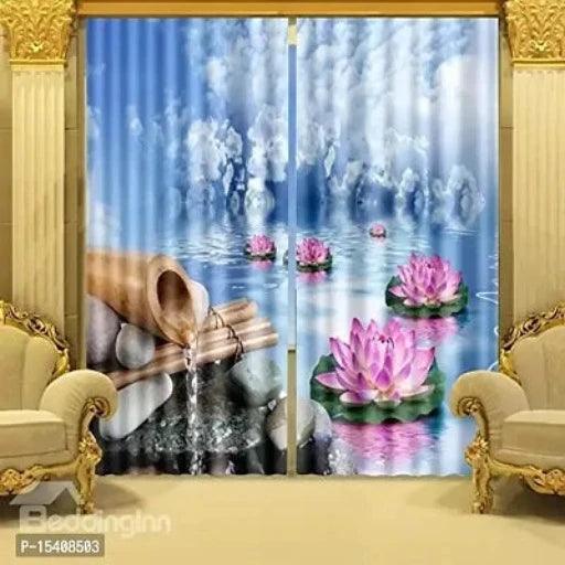 3D Printed Beautifully Desgin Polyester Fabric Curtainss - Pack of 1 Curtains with Eyelet Ring for Long Door (9 feet) (4 x 9 Long Door) - Springkart