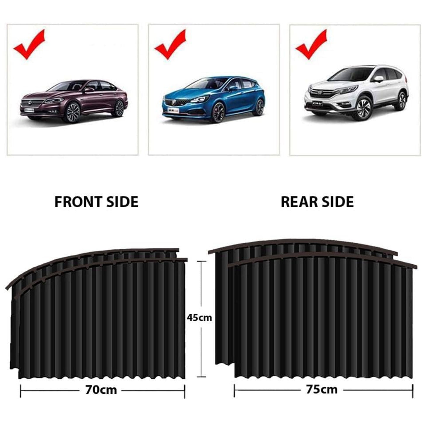 Curtain For Car Window Heat Sunshade Protection (4 Pcs With Curtain Hook Adhesive Tap Set) - Springkart