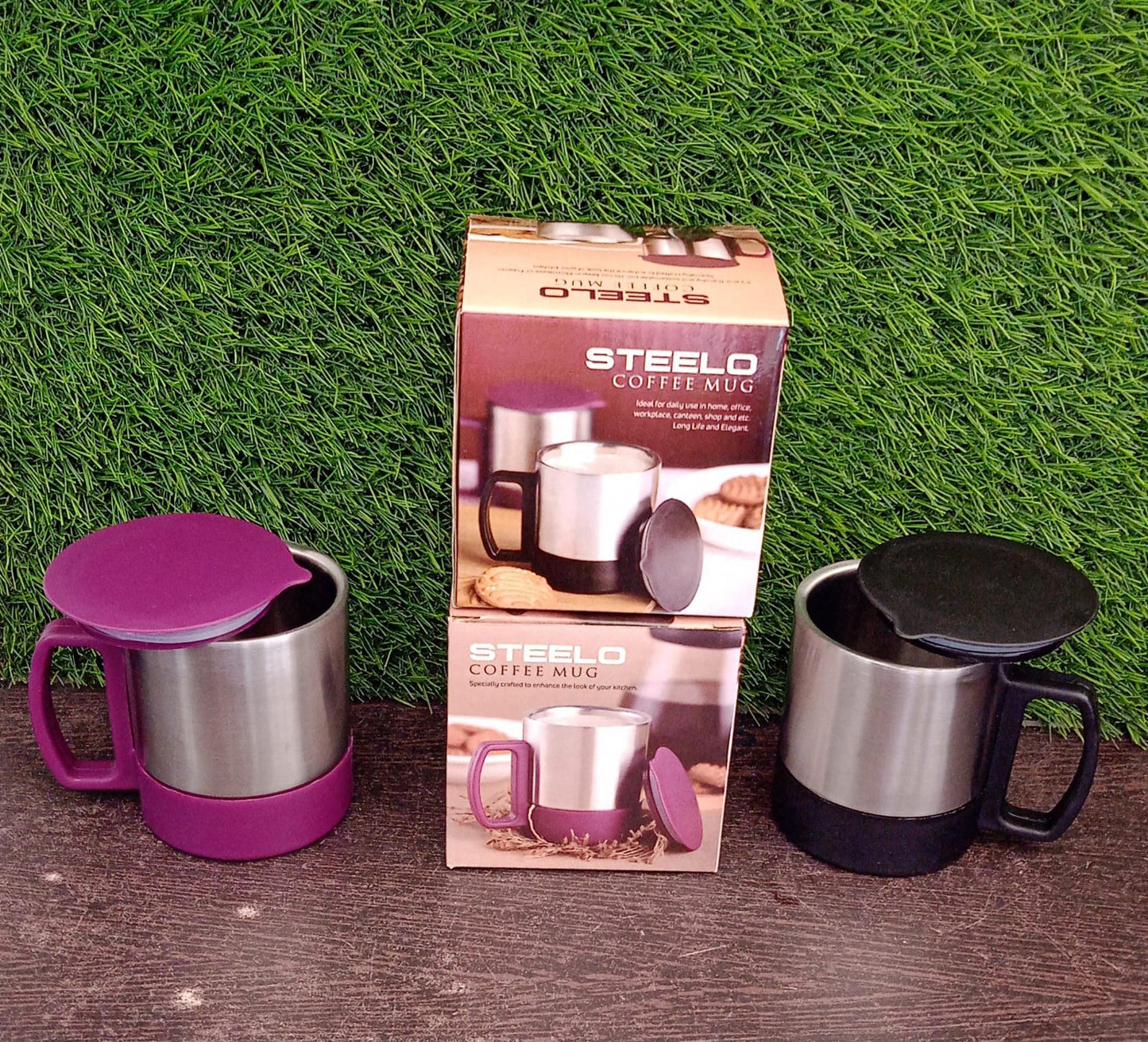 Stainless Steel Coffee/Tea Cup, Stainless Steel Lid Cover Hot Coffee/Tea Mug Hot Insulated Double Wall Stainless Steel, Coffee and Milk Cup with Lid & Handle Easy To Carry - Coffee Cup (1 Pc) - Springkart