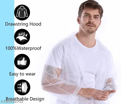 Unisex Waterproof Raincoat with Hood for Men & Women | Lightweight, Reusable, & Portable Long Rainwear Jacket | Emergency Rain Poncho for Travel, Hiking, and Outdoor Use.