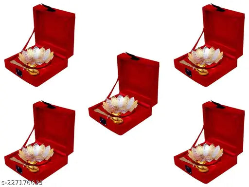 German Gold Kamal Design Bowl Set of 5 Diwali GIFT - Springkart