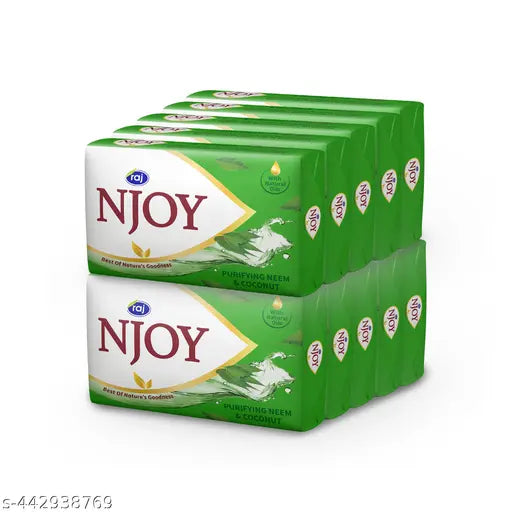 RAJ NJOY Neem Cocomut Bathing Soap For All Skin Types 1kg (Pack of 10pcs)