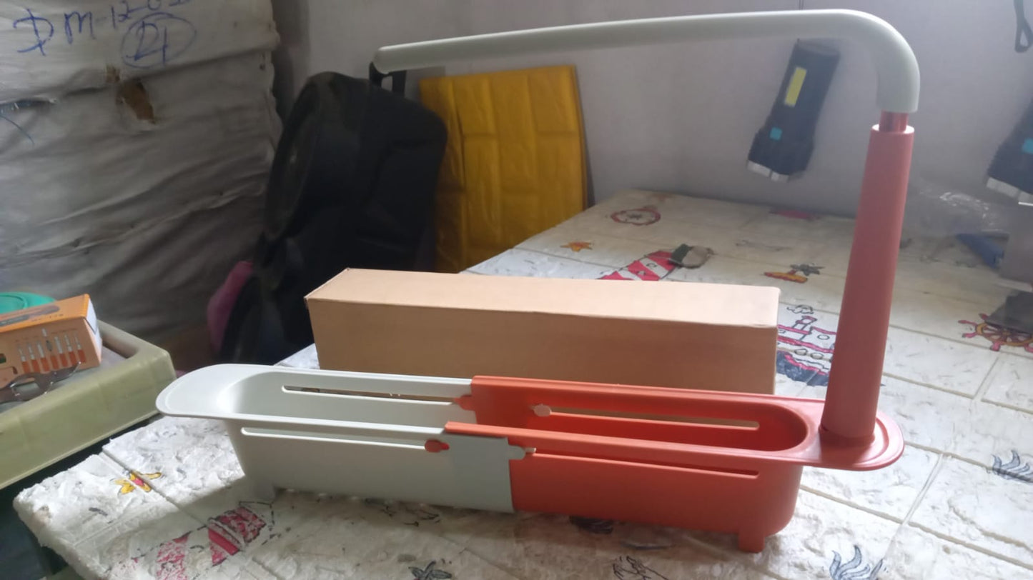 Telescopic Sink Storage Rack Material Kitchen Rag Rack Dishwashing Organizer Shelf Drain Basket Pp Under Sink Organizers ( Mic Color 1 Pc) - Springkart
