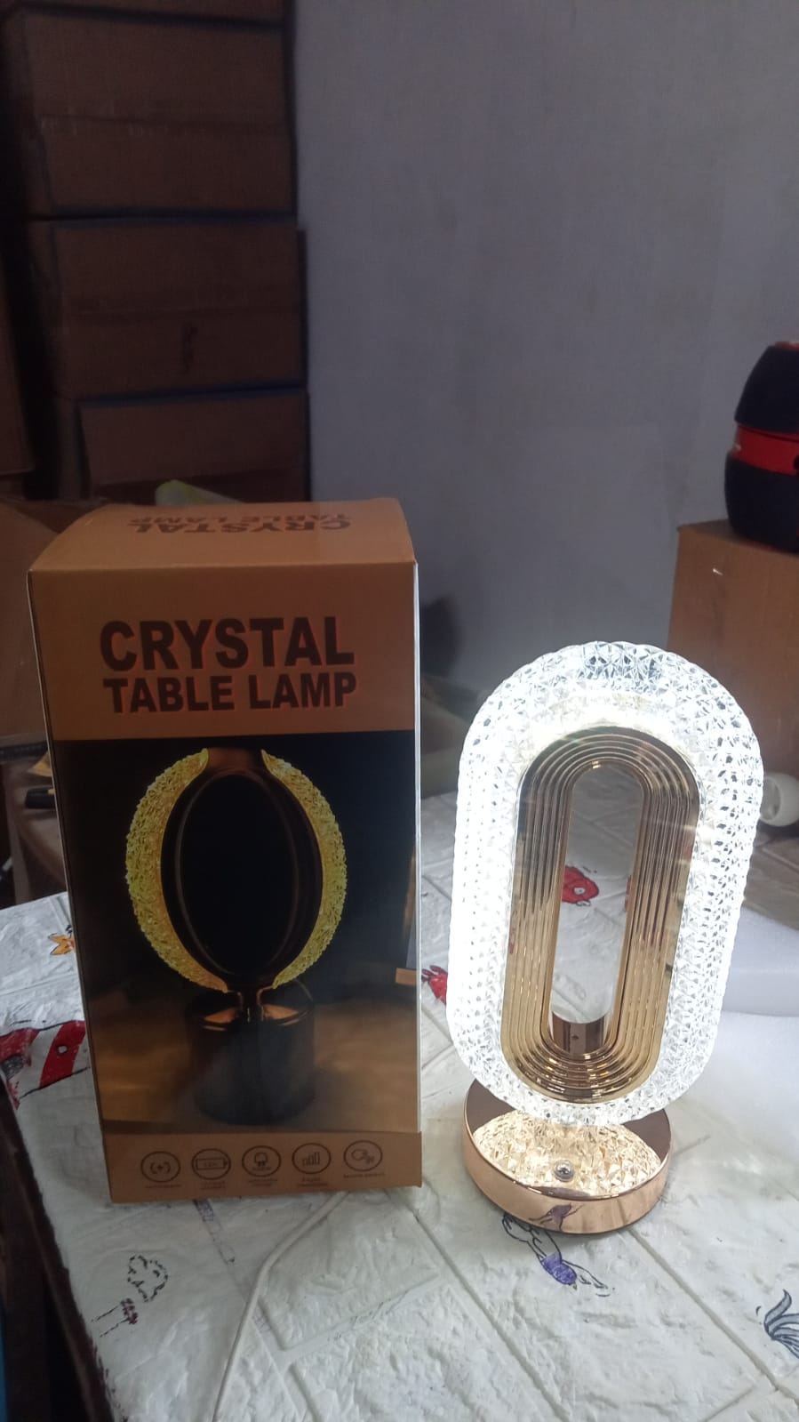 Touch Control Crystal Table Desk Lamp, 3-Way Dimmable Light, USB Rechargeable Crystal Diamond Table Lamp, Exquisite Night Stand Light Lamp Beside Lamp for Bedroom Living Room, Decorative Desk Lamp - Springkart