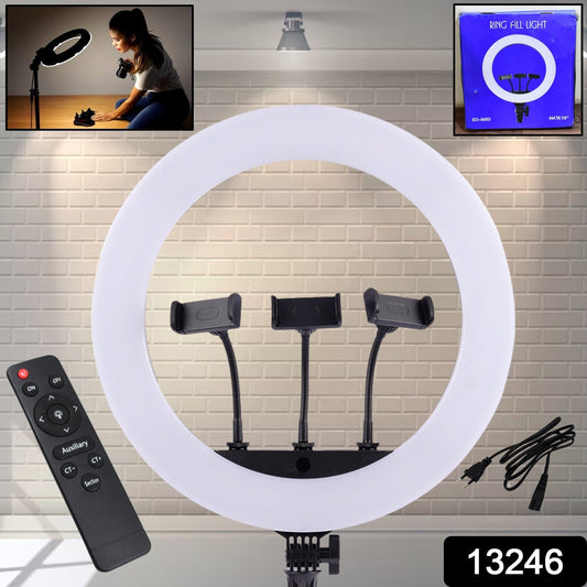 18 Inch LED Ring Light with 3 Colour Modes & 3 Mobile Holders, Remote Control (1 Set) - Springkart