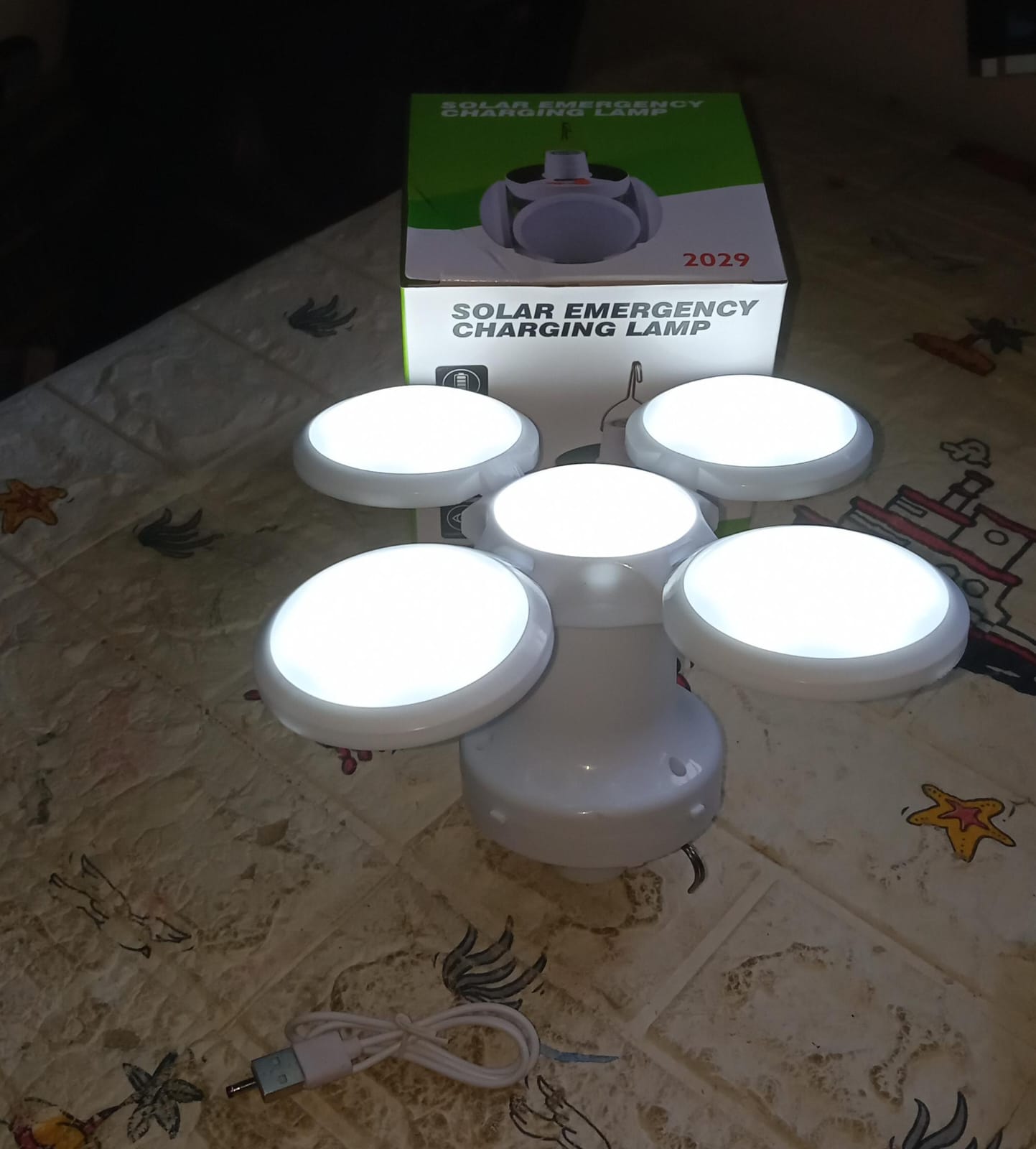 Solar Multi-Functional Emergency LED Light Bulb with USB Charging, LED camping lamp, camping lamp, USB rechargeable, 5 brightness light modes, foldable camping light, SOS IP65 waterproof camping light, blackout emergency equipment, camping gadgets - Springkart
