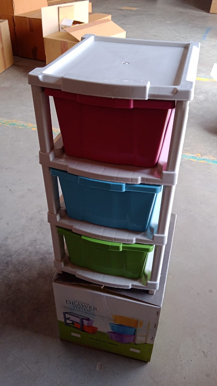 3-Layer Plastic Drawer Storage Organizer, Multi-Purpose Cabinet (1 Pc / Mix Color) - Springkart