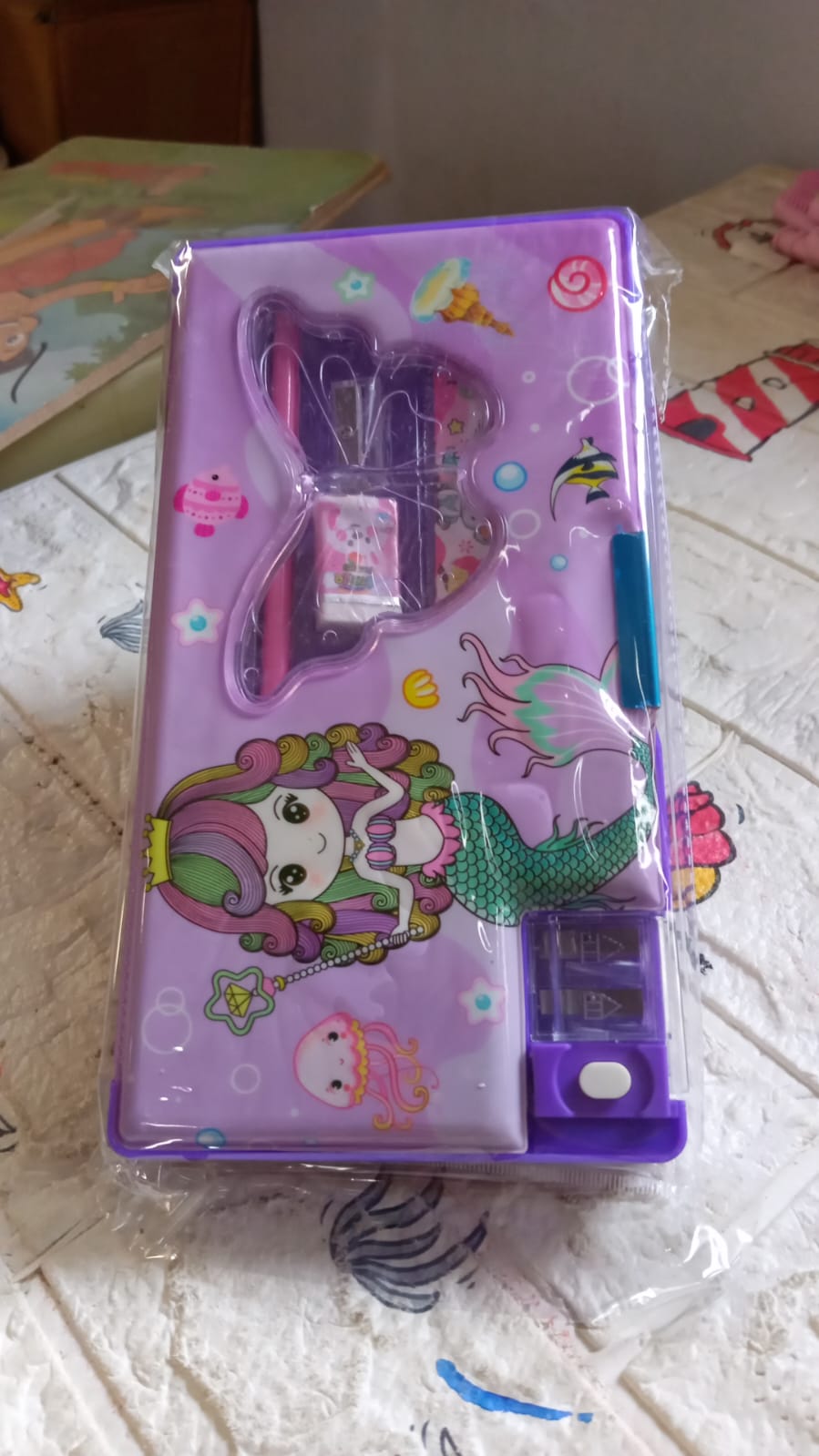 Printed Pencil Case for Kids (1 Pc): Multi-Compartment, Compass Box - Springkart