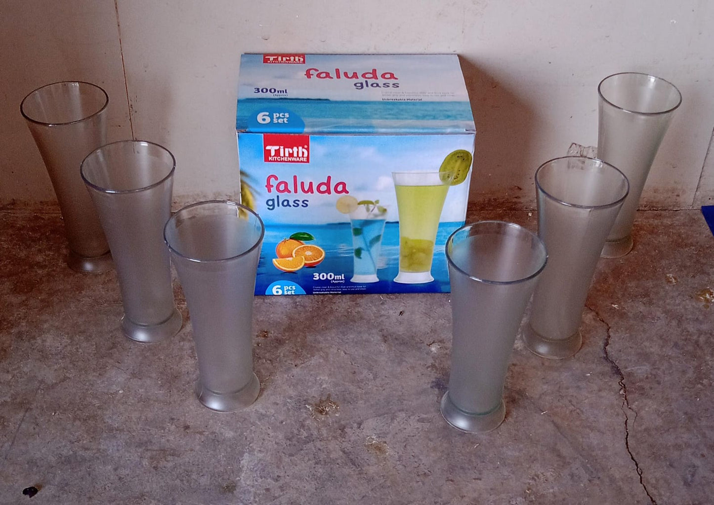 High Quality Faluda, ice cream, Juicer and Water Glasses Set of 6 Transparent, Drinking Water Glasses Stylish Glasses for Faluda, Water, Juice, Glass Set of 6 Pcs (300 ML Approx) - Springkart