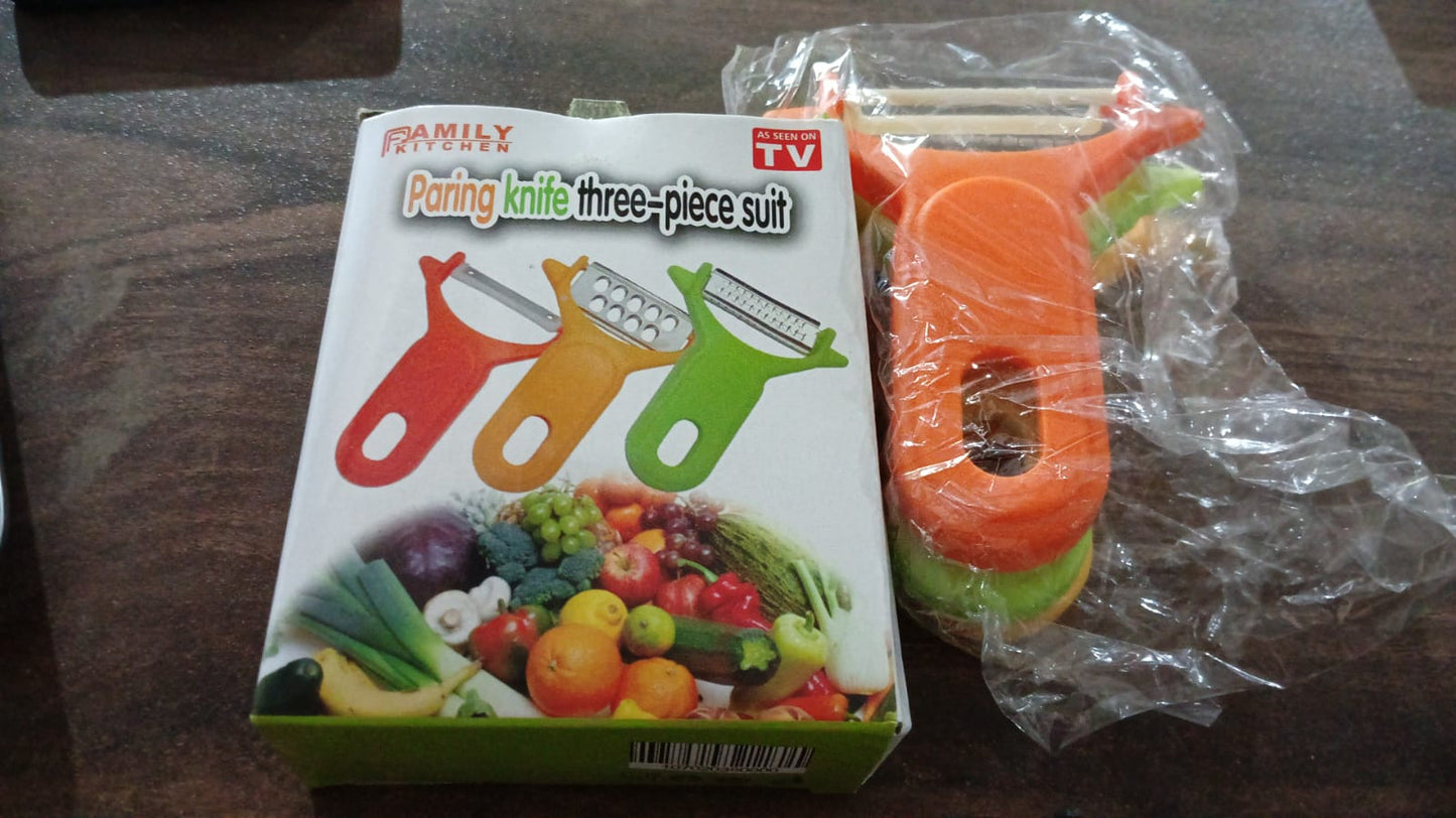Peeler Slicers Shredders for Fruits and Vegetables, Cutter, Grater Kitchen Helper, Potato Fruits Peeler, Stainless Steel Sharp Blade with Non-Slip Handle (3 Pcs Set) - Springkart