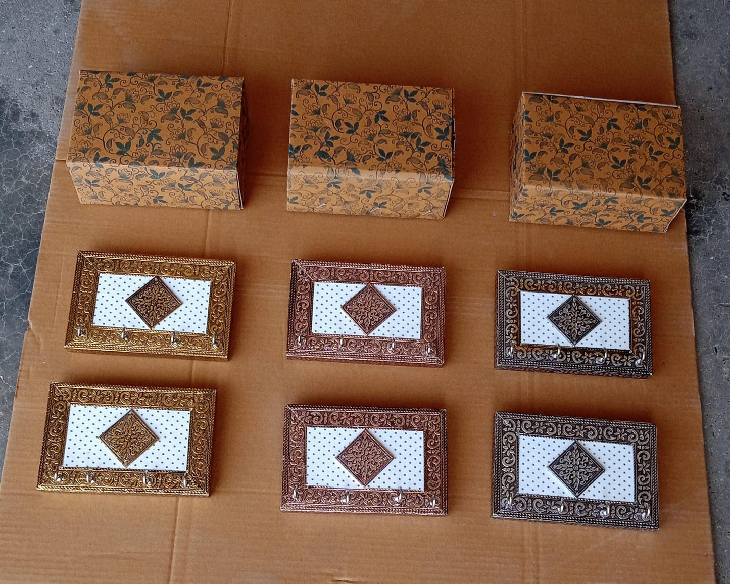 Handicraft Meenakari Wooden keyholder | Wall Hanging Key Holder Style for Your Home Decor & Gift Keys Stand for Entryway, Kitchen, Office, Bedroom Decorative Keys Organizer keyholder (2 Pc Set) - Springkart