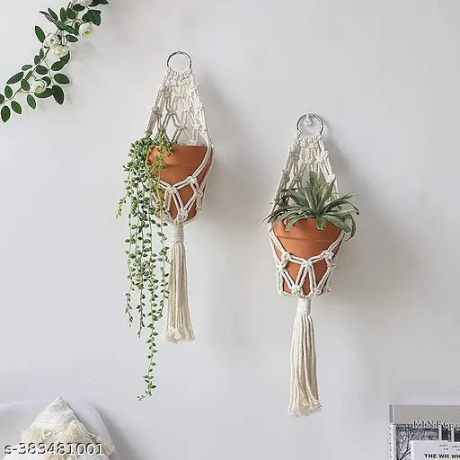 Hanging Planters Macrame Plant Hangers Indoor Outdoor Hanging Planter Handmade Hanging Plants Cotton Rope Hanging Basket Flower