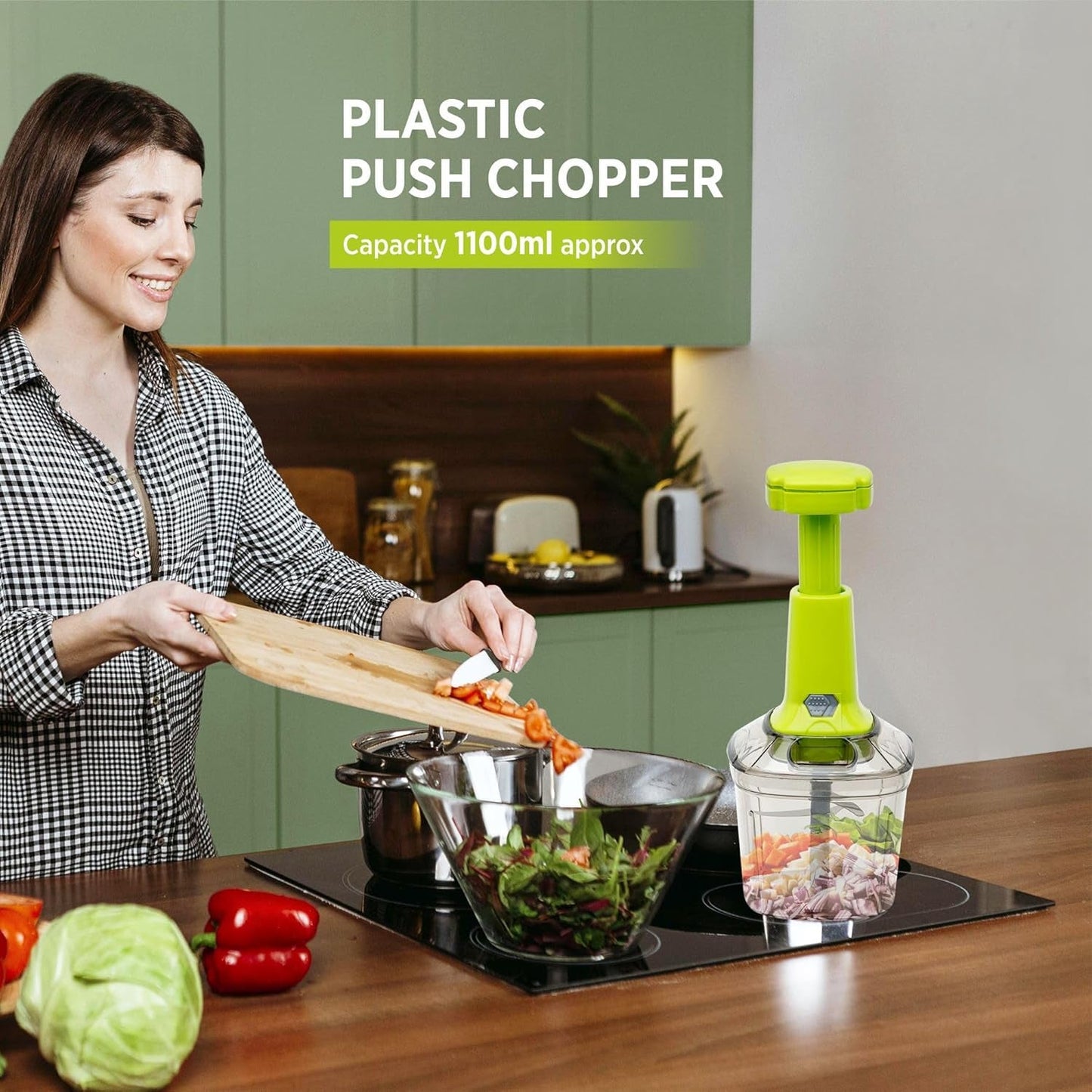 2in1 Press Vegetable Choppers For Kitchen (1100 Ml) - Springkart