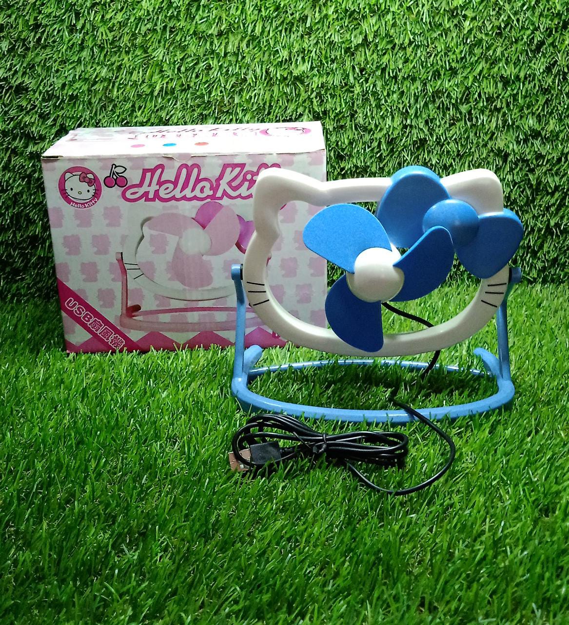 HELLO KITTY CARTOON FAN CUTE BRIGHT COLOR DESKTOP OFFICE USB MINI FAN PERSONAL DESKTOP FAN (Battery Not Include) - Springkart