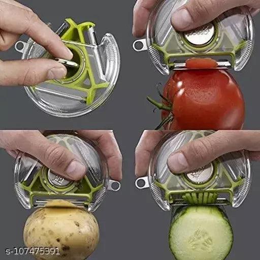 3 in 1 Magic Rotating Vegetable Peeler Slicer Shredder Julienne Cutter Stainless Steel Blade - Springkart