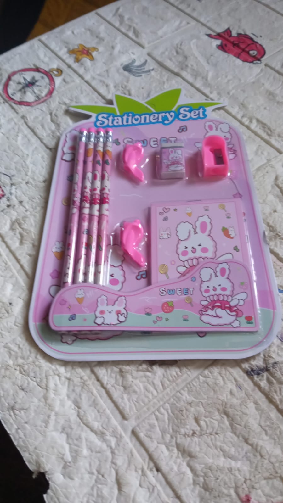 Kids' Stationery Kit: Wooden Pencils, Sharpener, Eraser, Diary (9 Pc Set) - Springkart