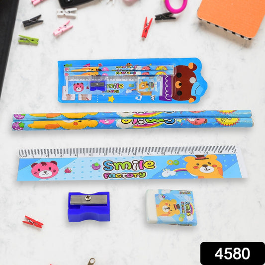 Cartoon Wooden Pencil Set for Kids Boys Return Gifts Birthday Party Space Stationary Set Pencil Eraser Sharpener Combo Kit for Kids Boys (Mix Color / 1 Set) - Springkart