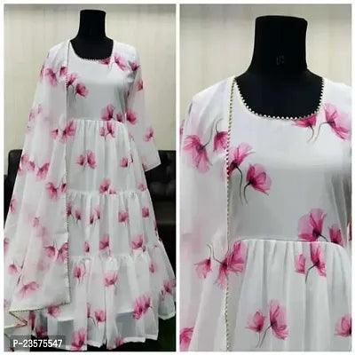 women georgatte printed new letest gown with dupatta Payment:- Pre-Paid. - Springkart