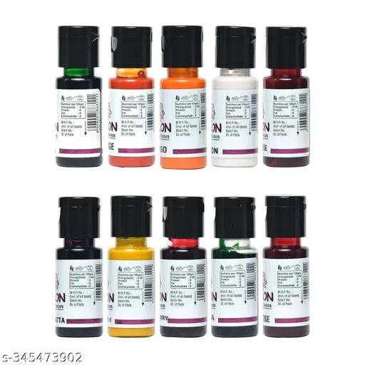 Set of 10 Flavouring Emulsions 20ml x 10 Bottles For Icecream/ Candy/ Gola - Springkart