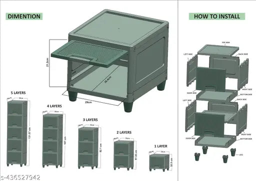 2 layer Plastic Storage Drawer For Clothes Storage Foldable Drawer For Clothes Plastic Cloth Rack For Storage Clothes Storage Plastic Modular Drawer Storage cabinet drawer ,Cream