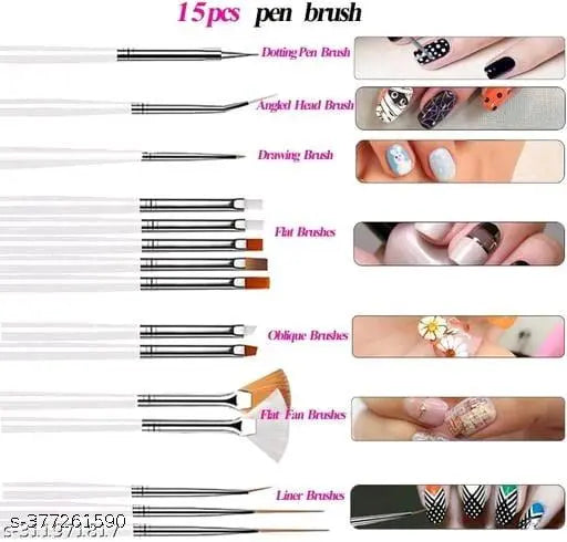 15pcs Nail Art Painting Brush Set, Acrylic Nail Art Design Painting Drawing Polish Brush Pen Tools UV Gel Pen Different Pen Brushes DIY Nail Art... - Springkart
