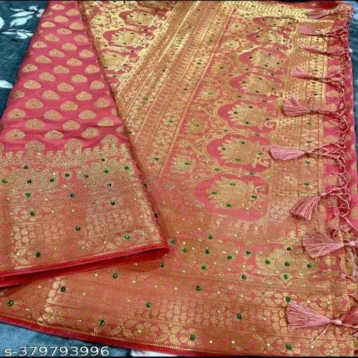 Banarasi Silk Multicolour Stone Work Saree - Springkart