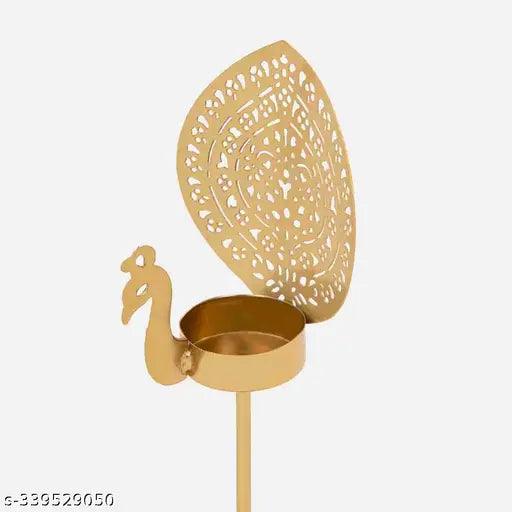 Golden Designer 2 Peacock Tea Light Candle Holders & Stands - Springkart