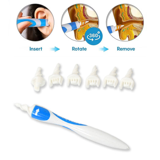 Ear Wax Removal Ear Cleaner Earwax Remover Spiral Soft Silicone Safe Upgraded Smart Earwax Removal Tool Swab Kit With 16 Replacement Tips For Adults Kids - Springkart