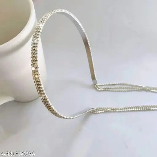 Diamond Headband for Weddings and Parties|Hairband Birthday Gift for Women & Girls (Silver), Pack of 1 - Springkart