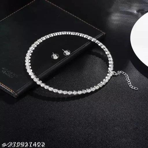 Sanskar Silver Chain Beautiful Round Shape Choker Necklace Design Diamond Silver Chain - Springkart