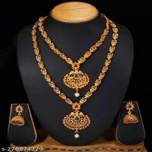 WOMEN NACKLASE GOLD SET JEWELLERY ALLOY - Springkart