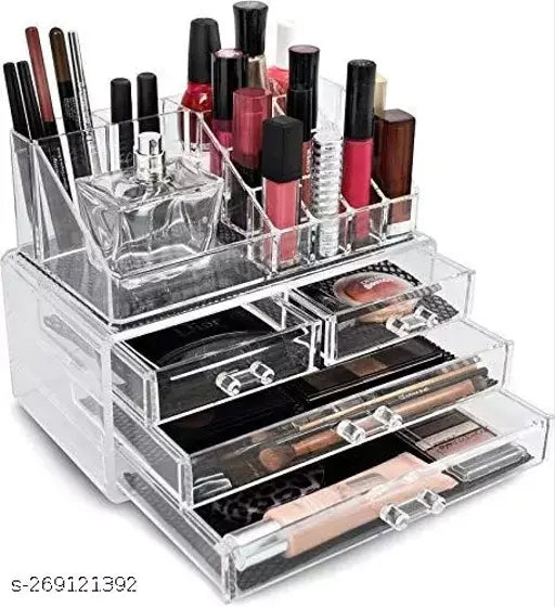 4 Drawer Plastic Cosmetic Makeup Jewelry 16 Grid Lipstick Storage Organizer Box Case - Springkart