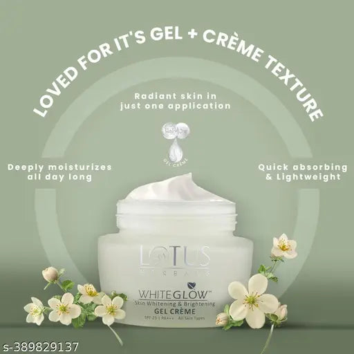 Lotus Herbals Whiteglow Skin Whitening & Brightening Gel Cream SPF 25 Pa +++, 60g