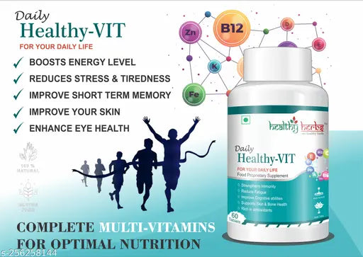Healthy Herbs Daily Healthy-VIT Multivitamin & Multi-minerals 60 Tablets (Boosts Energy Level & Improve Stress & Tiredness) - Springkart