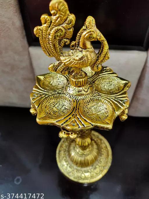 Golden Peacock Designer Diya Metal Stand - Springkart