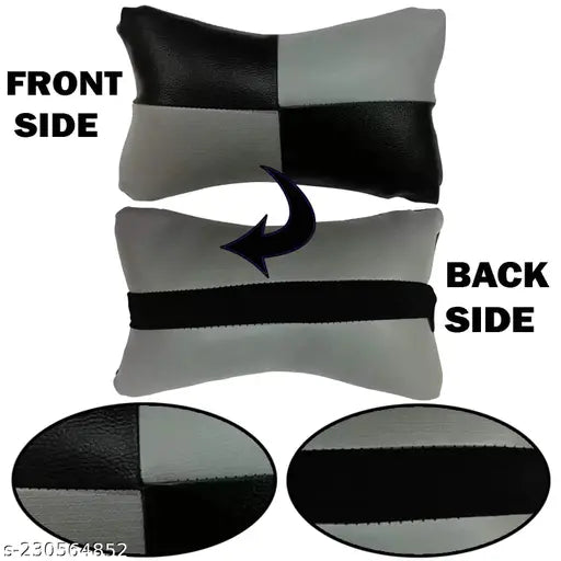 Leather Car Neck Rest & Pain Relief Pillow & Cushion With Comfortable Strap (Set of 2 for Toyota Cars) - Springkart