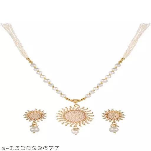 Gold Plated Indian Traditional Wedding Pendant Earring Necklace Jewellery Set for Women Girls - Springkart