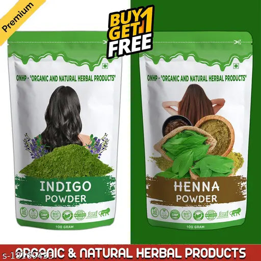 Natural and Herbal Products Indigo and Henna Powder for Hair Care Combo 100% Pure Indigo Henna/Mehndi Powder - Springkart