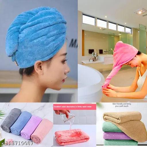 Pack of 2 Sky Blue & Lavender Purple Hair Towel Wrap Turban Microfiber quality hair wrap towel (EXPORT QUALITY) - Springkart