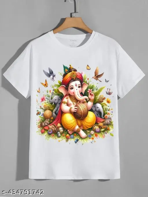 Ganpati Chaturthi Printed t-Shirt for boys & Girls, Kids. Bappa t-shirt design for girls. boys & Kids. - Springkart
