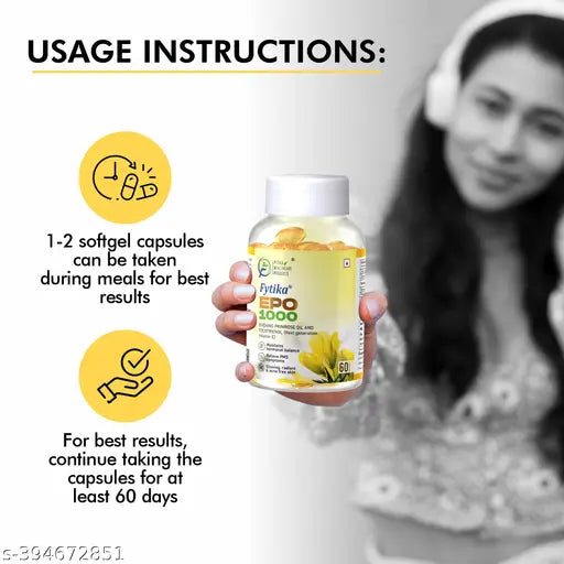 Epo 1000 Evening Primrose Oil and Tocotrienol Capsules | Natural Oil Extract 120 Softgels Capsules - Springkart