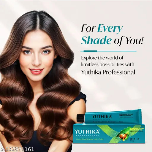 Yuthika Professional Creme Hair Color 100gm, Natural Black With Developer 1L 20VOL