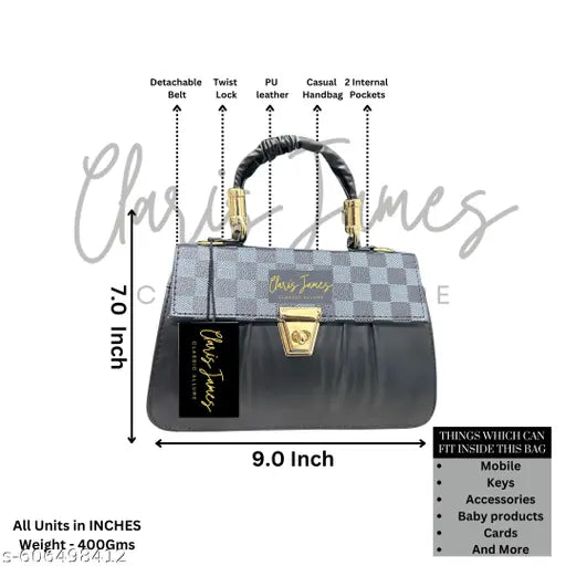 Black Casual checks trendy crossbody sling women