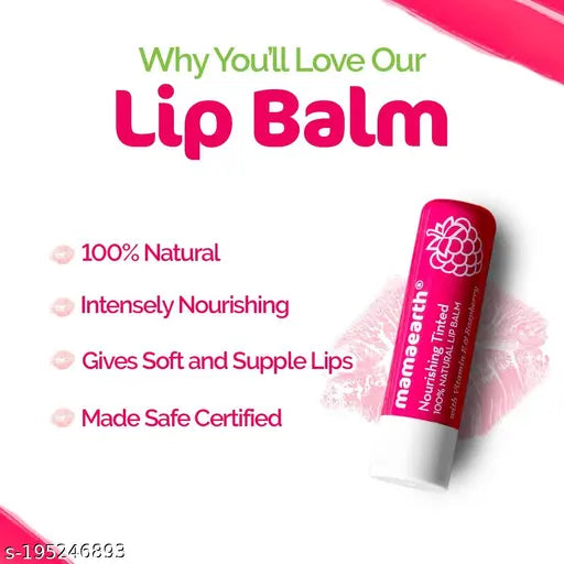 Nourishing Tinted 100% Natural Lip Balm with Vitamin E and Raspberry - 4 g