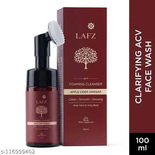 LAFZ Apple Cider Vinegar Foaming Face Wash | Built-in Brush For Deep Cleansing | With Aloe Vera & Basil | For All Skin Types | Face Wash For Men & Women - 100 ml