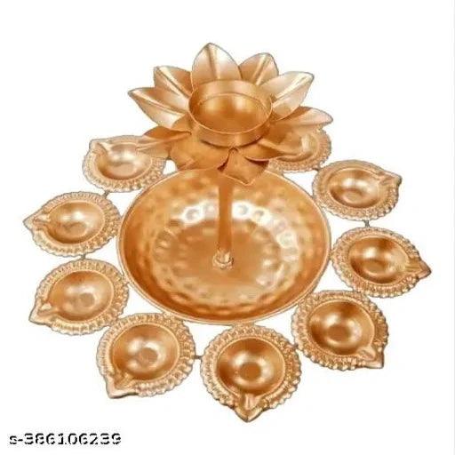 Golden Decorative Metal Diya Traditional Urli Tealight Holder.(Colour :Gold) - Springkart