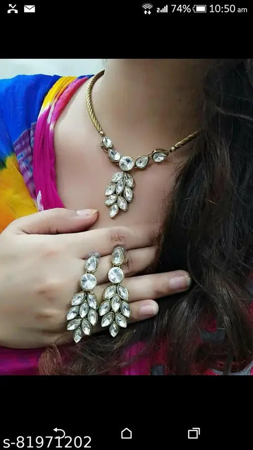 Kundan Jewellery Set (American Diamond) - Springkart