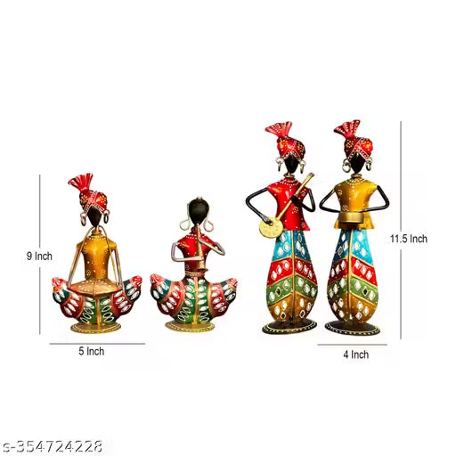 Flicker of Tradition | Handcrafted Rajasthani Musician Set with Tea Light Holder | Perfect for Intimate Moments