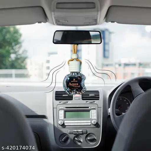 Car Freshener Aqua Mood with Essential Oils Fragnance in Glass Bottle with Wooden Diffuser Lid - Springkart