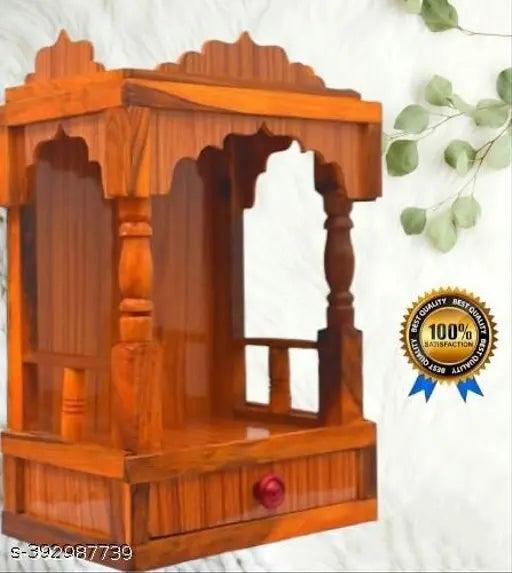 Home temple Wooden Pooja Mandir for Home Temple, Office Puja Mandir for Home Wall Hanging Size (45 x 32 x 22 cm, Brown) - Springkart